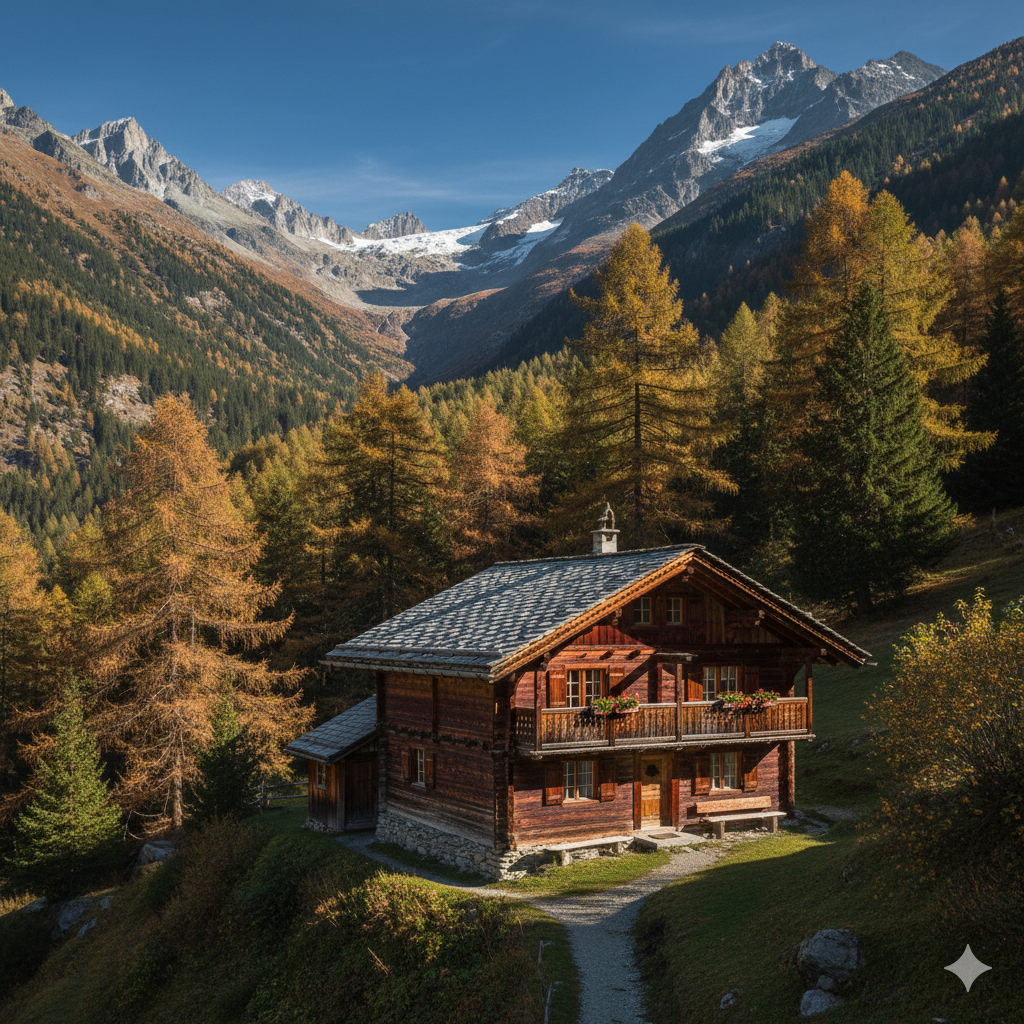 Chalet traditionnel en Valais, typique des propriétaires concernés