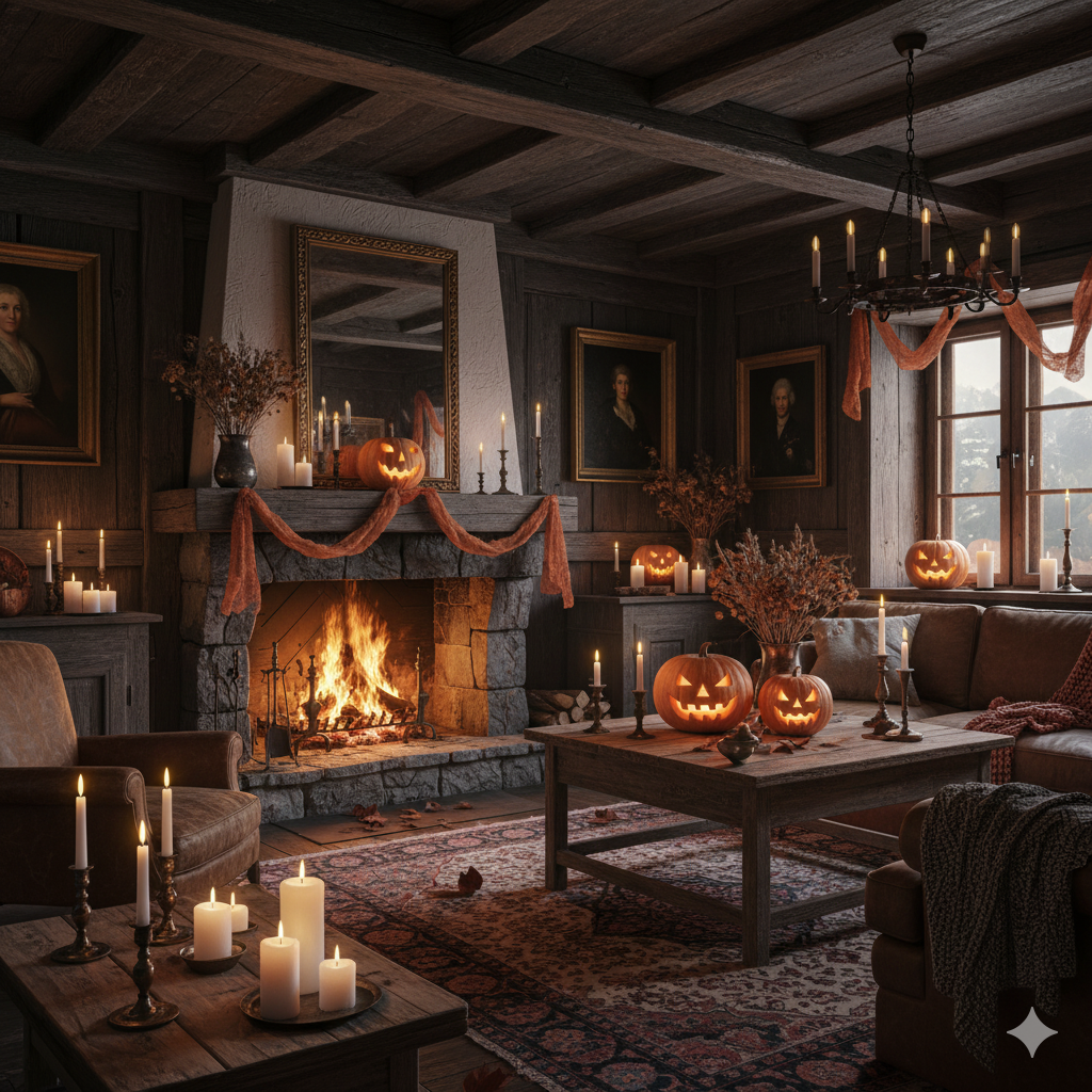 Intérieur d’une maison ancienne avec poutres apparentes et lumière tamisée, symbolisant le charme et l’histoire des vieilles bâtisses.